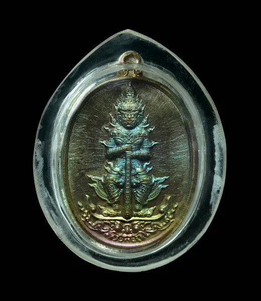 Pequeña Imagen Buda Amuleto Tailandia Thao Wessuwan Kuvera Gigante Sobre — Foto de Stock