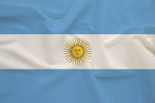 National flag of Argentina on delicate silk with wind folds, travel concept, immigration, politics — Stock Photo, Image