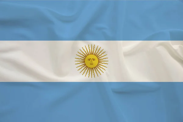 Bandera nacional de Argentina sobre delicada seda con pliegues de viento, concepto de viaje, inmigración, política — Foto de Stock