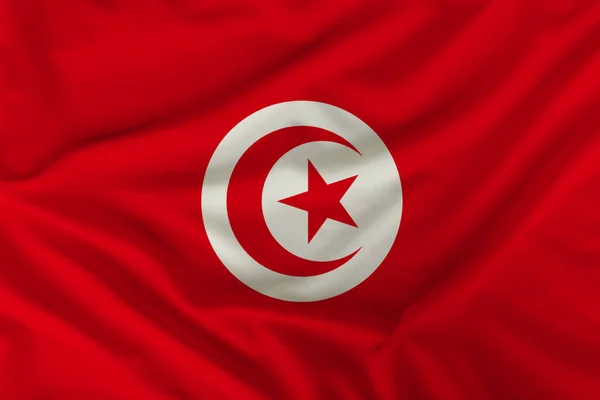 Nationale vlag van Tunesië, een symbool van het toerisme, immigratie, politiek asiel — Stockfoto