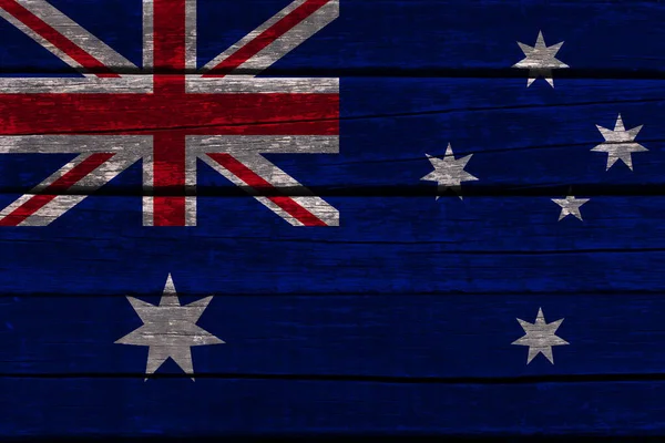 Fotografía de la hermosa bandera nacional de color del estado moderno de Australia sobre tela texturizada, concepto de turismo, economía y política —  Fotos de Stock