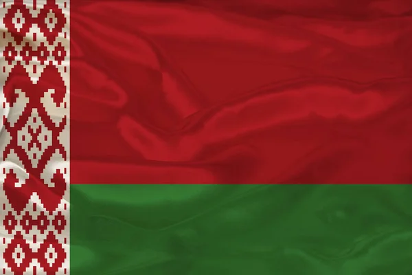 Modern Belarus devletinin renkli ulusal bayrağının güzel bir fotoğrafı kumaş, turizm, göç, ekonomi ve siyaset konsepti, yakın plan — Stok fotoğraf