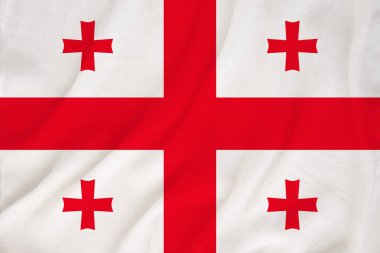 rüzgar kıvrımları ile nazik ipek üzerinde Gürcistan ülkesinin ulusal bayrağı, seyahat kavramı, göç, siyaset