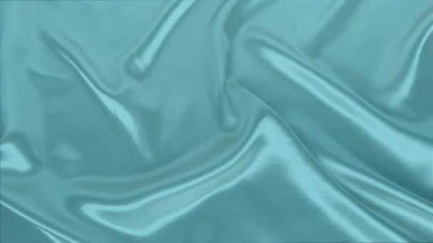 Belo Tecido Seda Cor Azul Turquesa Delicada Drapeado Com Pequenas — Vídeo de Stock