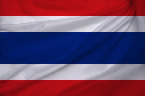 Foto der schönen farbigen Nationalflagge des modernen Staates Thailand auf texturiertem Stoff, Konzept Tourismus, Auswanderung, Wirtschaft und Politik, Nahaufnahme — Stockfoto