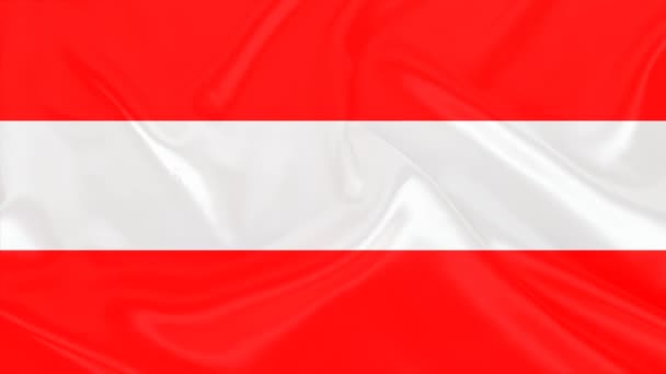 Mooie Zijde Oostenrijkse Vlag Gedrapeerd Met Kleine Plooien Zachtjes Stromend — Stockvideo