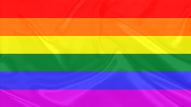Hermosa Seda Lgbt Arco Iris Bandera Bandera Del Orgullo Cubierto — Vídeo de stock