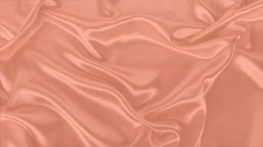 Narin şeftali renginden güzel ipek kumaş, açık turuncu, küçük kıvrımlarla örtülü, yumuşak akan, lüks, düğün konsepti, doku, arka plan, kart formu, kopyalama alanı