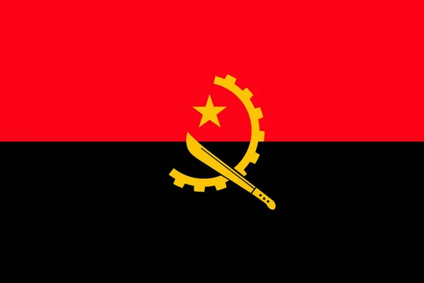 Color national flag of modern Angola state, concept of tourism, economy, politics, emigration, closeup — Stock Photo, Image