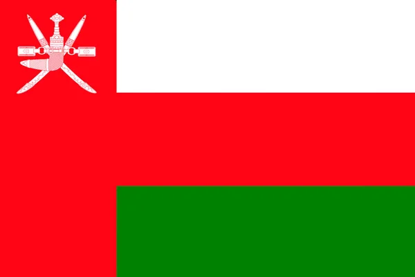 Colored national flag of the modern state of Oman, concept of tourism, economy, politics, emigration, closeup — Stock Photo, Image