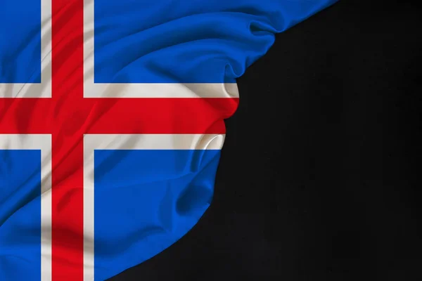 Iceland cor bandeira nacional do estado moderno, seda bonita, forma em branco preto, conceito de turismo, economia, política, emigração, dia da independência, espaço de cópia, modelo, horizontal — Fotografia de Stock
