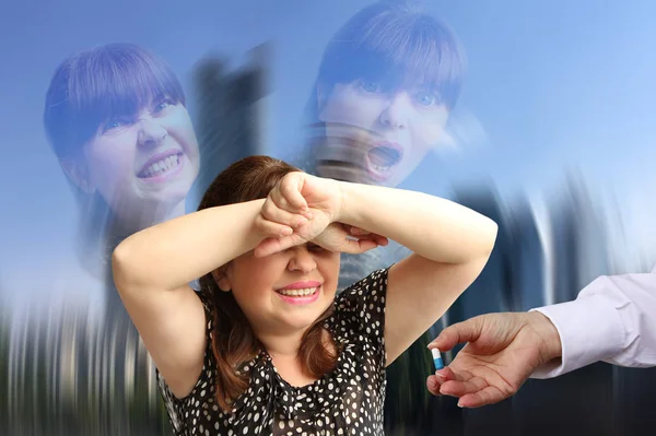 a woman under the pressure of stress in despair covered her face