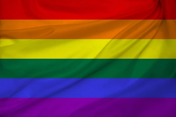 Bandera arco iris LGBT, Bandera del Orgullo, Bandera de la Libertad - el símbolo internacional de la comunidad lesbiana, gay, bisexual y transgénero, el concepto del movimiento de derechos humanos — Foto de Stock