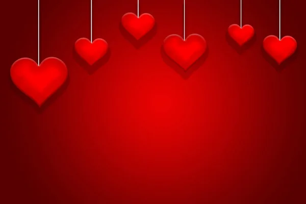 Kırmızı kalpler asılı, Sevgililer Günün kutlu olsun poster geçmişi, tebrik kartı şablonu, davetiye kartı — Stok fotoğraf