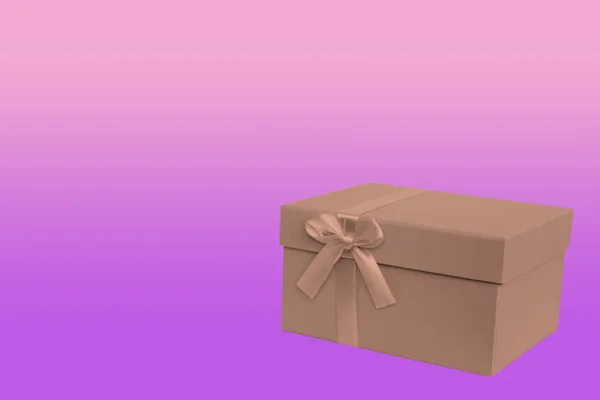 Dárek v krabicí se satankovou stuhou a lukem, koncept valentýnů, vánoční dárky, den matek, nový rok, těsné, kopírovací místo — Stock fotografie