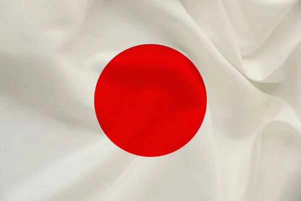 바람 주름, 여행 개념, 이민, 정치, 복사 공간, 클로즈업과 부드러운 실크에 일본의 국기 — 스톡 사진
