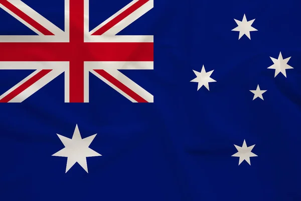 Rüzgar kıvrımları, seyahat konsepti, göç, siyaset ile narin ipek Avustralya ulusal bayrağı — Stok fotoğraf