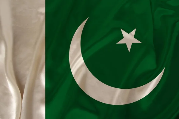 Photo Drapeau National État Pakistan Sur Une Texture Luxueuse Satin — Photo