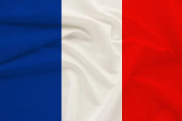 Bandiera Nazionale Del Paese Francia Seta Dolce Con Pieghe Vento — Foto Stock