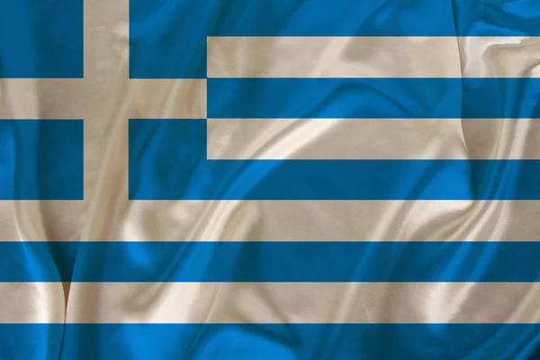 Фото Государственного Флага Государства Греция Роскошной Текстуре Атласа Шелка Волнами — стоковое фото