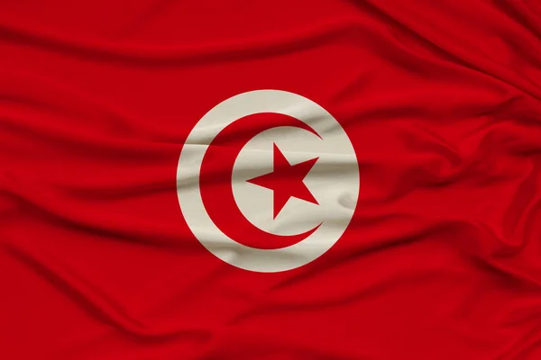 Vacker Bild Den Nationella Flaggan Tunisien Delikat Glänsande Silke Med — Stockfoto