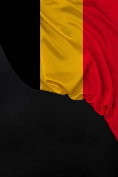 Vertical Color National Flag Modern State Belgium Beautiful Silk Black — Stock Photo, Image