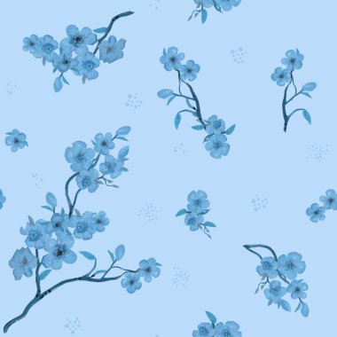 Zarif, pembe suluboya çiçekleri, yaprakları ve tomurcukları olan büyüleyici el resimleri. Tekstil baskıları için kusursuz desen, çocuk posteri, sevimli kırtasiye, yakın plan, kopyalama alanı 