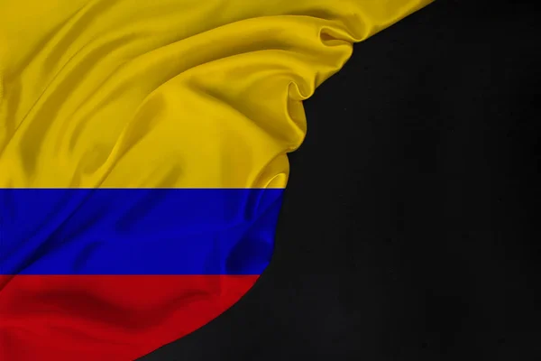 Farbe Nationalflagge Des Modernen Staates Kolumbien Schöne Seide Schwarze Blankoform — Stockfoto