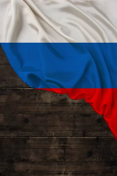 Bandera Nacional Color Vertical Del Estado Moderno Rusia Seda Hermosa — Foto de Stock