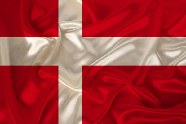 Photo Drapeau National Danemark Sur Une Texture Luxueuse Satin Soie — Photo