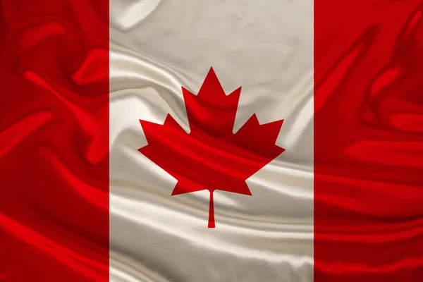 Foto Bandera Nacional Canadá Una Textura Lujosa Satén Seda Con —  Fotos de Stock