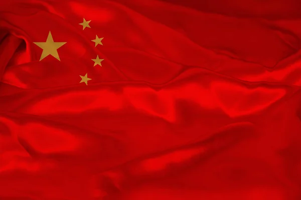 Zdjęcie Pięknej Kolorowej Flagi Narodowej Nowoczesnego Stanu Chiny Tkaniny Teksturalnej — Zdjęcie stockowe
