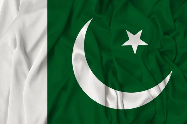 Schönes Foto Der Pakistanischen Nationalflagge Auf Zarter Glänzender Seide Mit — Stockfoto