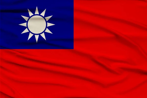 beautiful photo of the colored national flag of the modern Chinese Republic of Taiwan on textured fabric, concept of tourism, emigration, economics and politics