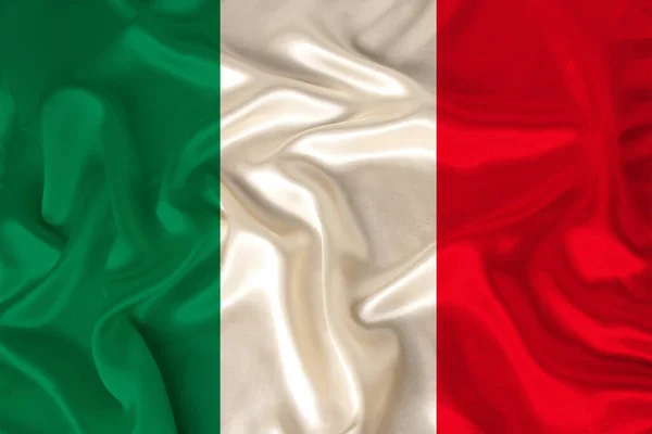 Foto Bandeira Nacional Itália Uma Textura Luxuosa Cetim Seda Com — Fotografia de Stock