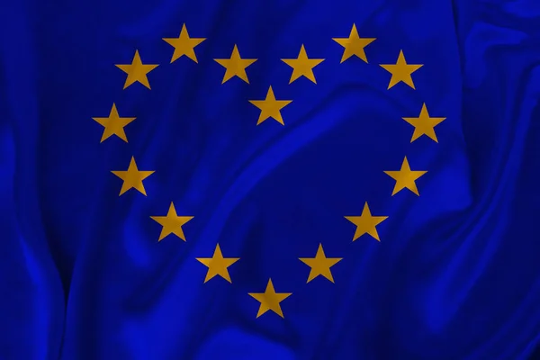 Stylizované Vlajky Evropské Unie Symbol Sjednocené Evropy Měkkém Hedvábí Měkkými — Stock fotografie