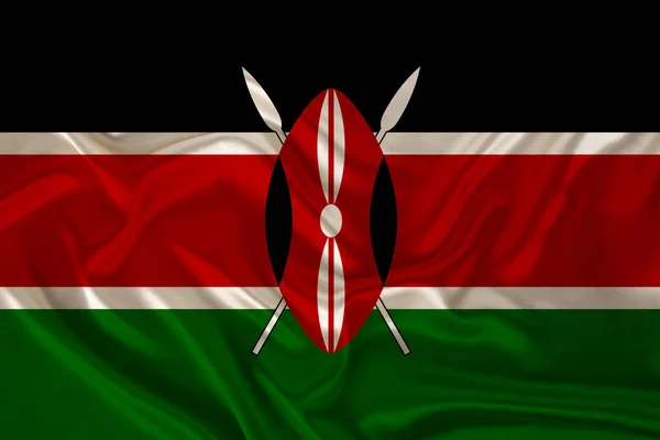 Foto Della Bandiera Nazionale Del Kenya Una Lussuosa Trama Raso — Foto Stock