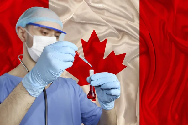 Scientist Doctor Does Blood Test Develops Vaccine Medicine Canada Silk — Stock Photo, Image