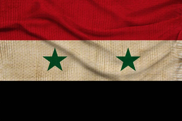 Bandeira Nacional Síria Seda Brilhante Delicada Com Cortinas Macias Conceito — Fotografia de Stock