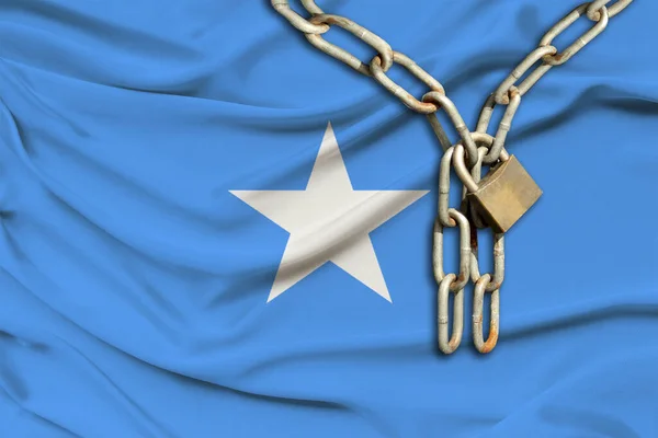 Demir Zincir Kilit Somali Nin Ipek Ulusal Bayrağında Güzel Kıvrımlar — Stok fotoğraf