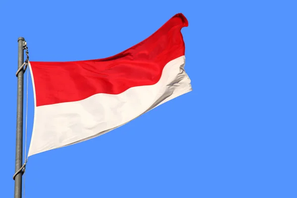 Seide Nationalflagge Des Modernen Staates Monaco Nürnberg Indonesien Mit Schönen — Stockfoto