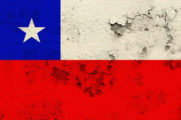 チリの近代国家の国旗に亀裂 グローバルビジネスの概念と古い歴史的な壁 — ストック写真