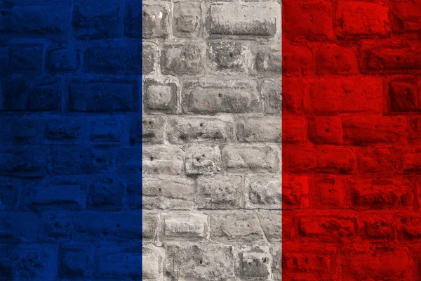 National Flag Modern State France Old Historical Stone Wall Concept — Stock fotografie