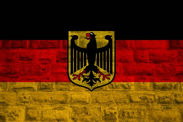 Bandiera Nazionale Dello Stato Moderno Della Germania Vecchio Muro Pietra — Foto Stock