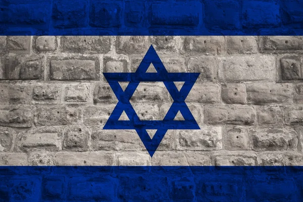 National Flag Modern State Israel Old Historical Stone Wall Concept — Stock fotografie