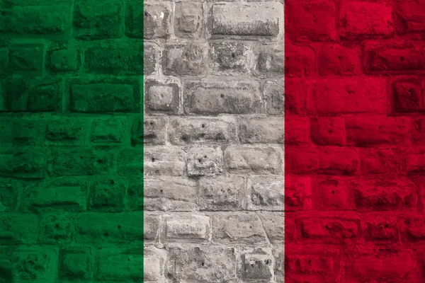 Национальный Флаг Современного Государства Италия Старой Исторической Каменной Стене Концепция — стоковое фото