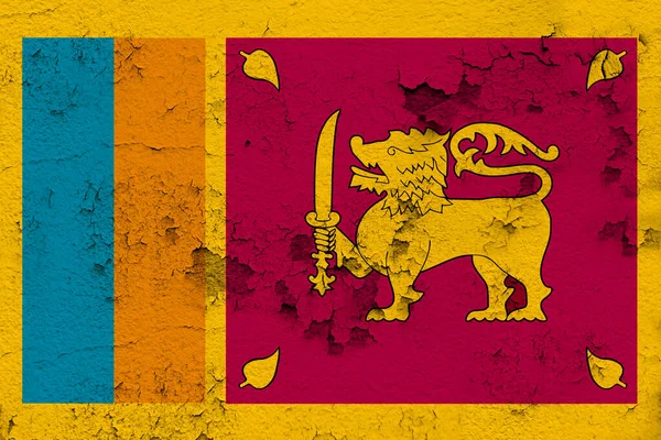 Nationalflagge Des Modernen Staates Sri Lanka Auf Einer Alten Steinmauer — Stockfoto