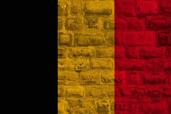 National Flag Modern State Belgium Old Historical Stone Wall Concept — Stock Photo, Image