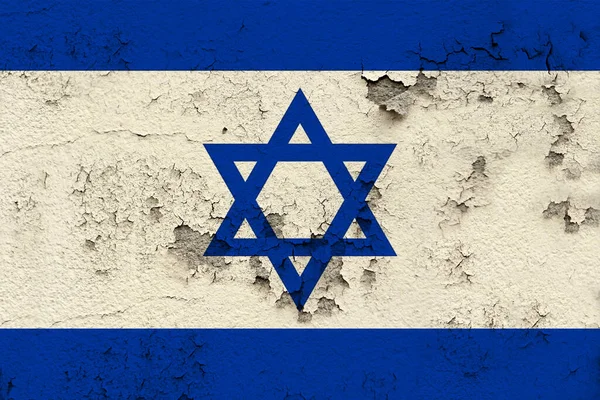 Nemzeti Zászló Modern Állam Izrael Egy Régi Történelmi Fal Repedések — Stock Fotó