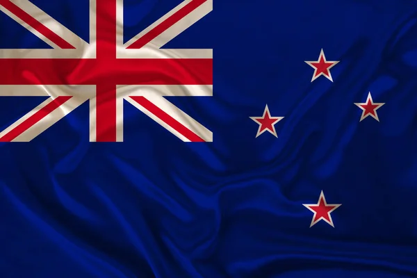 Foto Nya Zeelands Statliga Flagga Lyxig Konsistens Satin Silke Med — Stockfoto